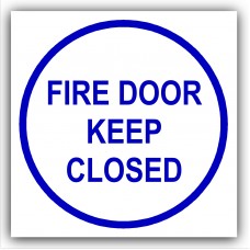 1 x Fire Door Keep Closed-87mm,Blue on White-Health and Safety Security Door Warning Sticker Sign-87mm,Blue on White-Health and Safety Security Door Warning Sticker Sign